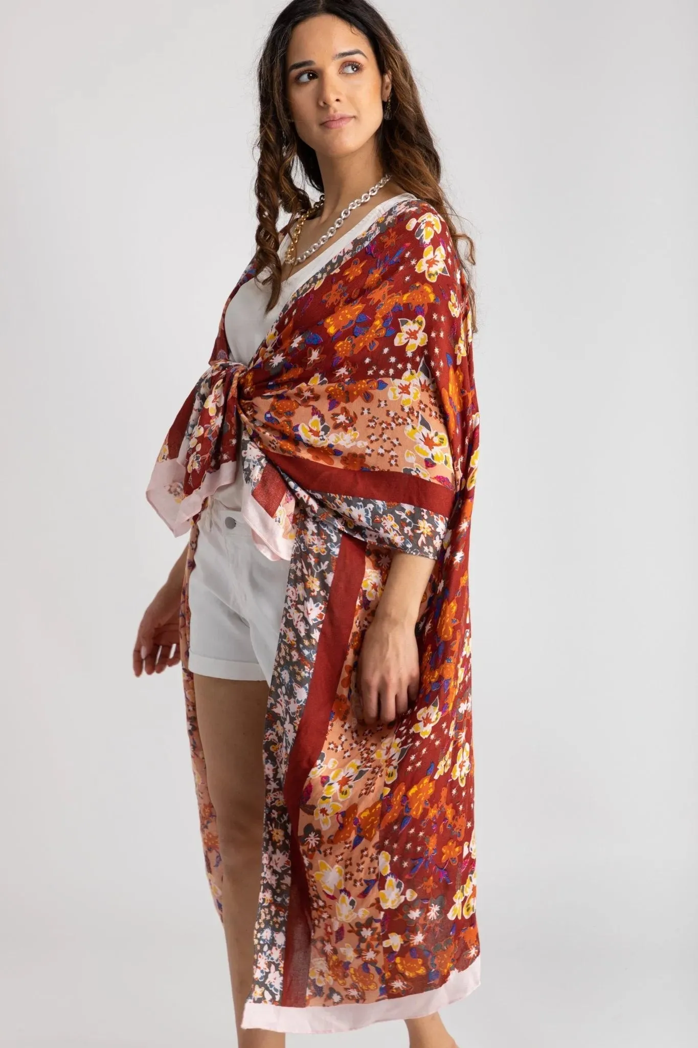 Floral Multi Patterned Kimono Long sold by SAACHI product image thumbnail 3