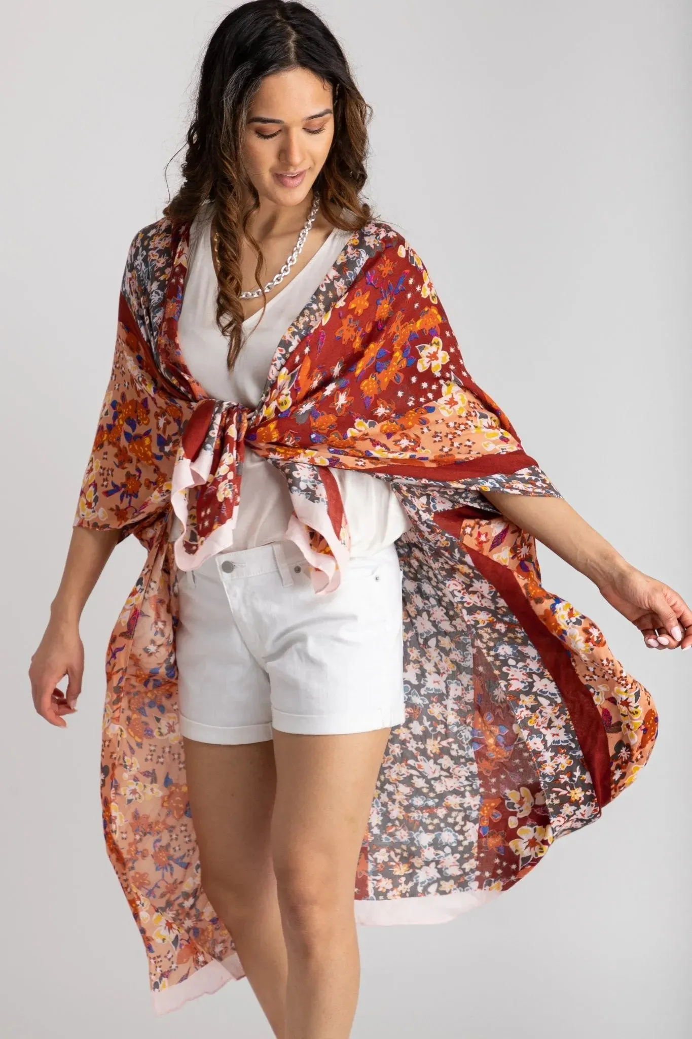 Floral Multi Patterned Kimono Long sold by SAACHI product image thumbnail 4