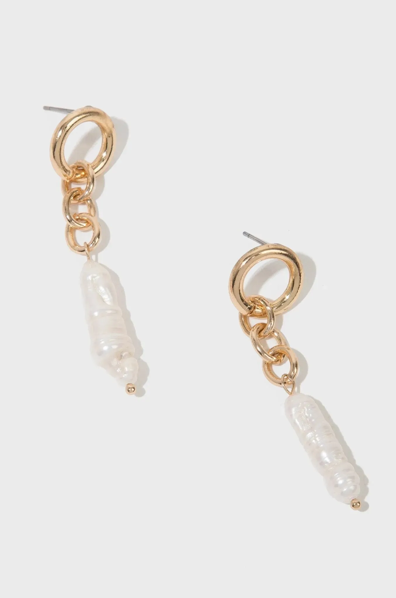 Gold Chain Pearl Drop Earrings sold by SAACHI product image thumbnail 2