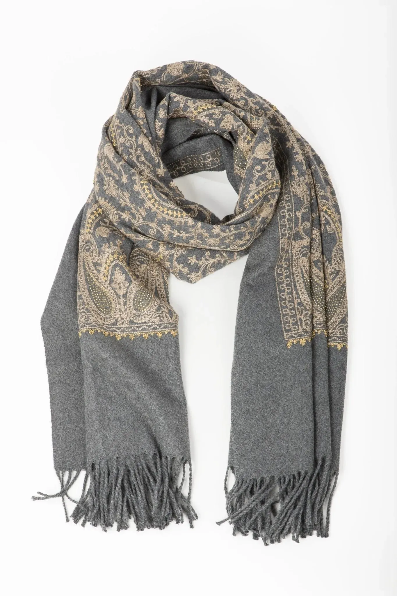 Shimmering Embroidered Reversible Scarf sold by SAACHI product image thumbnail 5