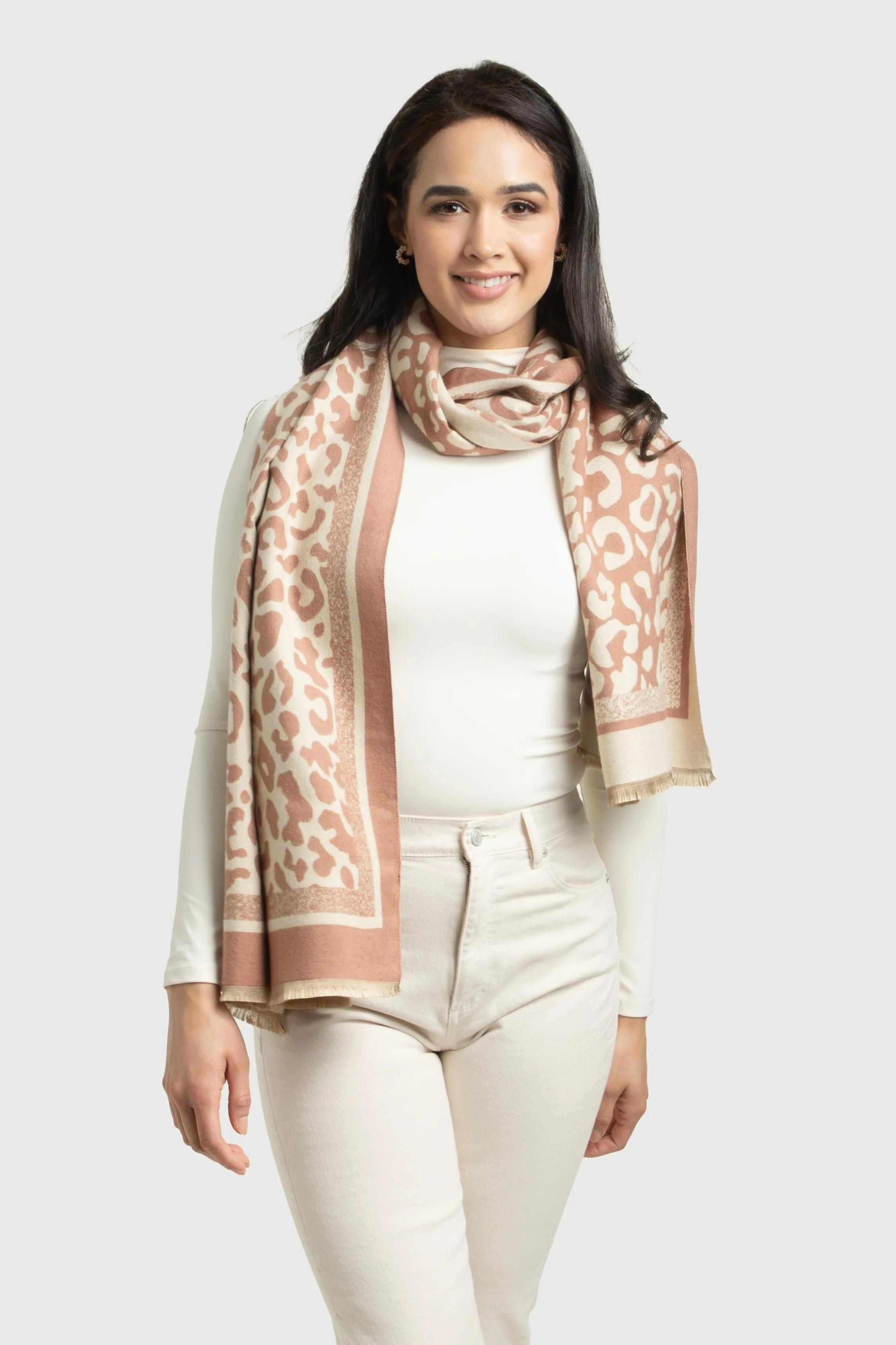 Two Tone Leopard Reversible Scarf sold by SAACHI product image thumbnail 5