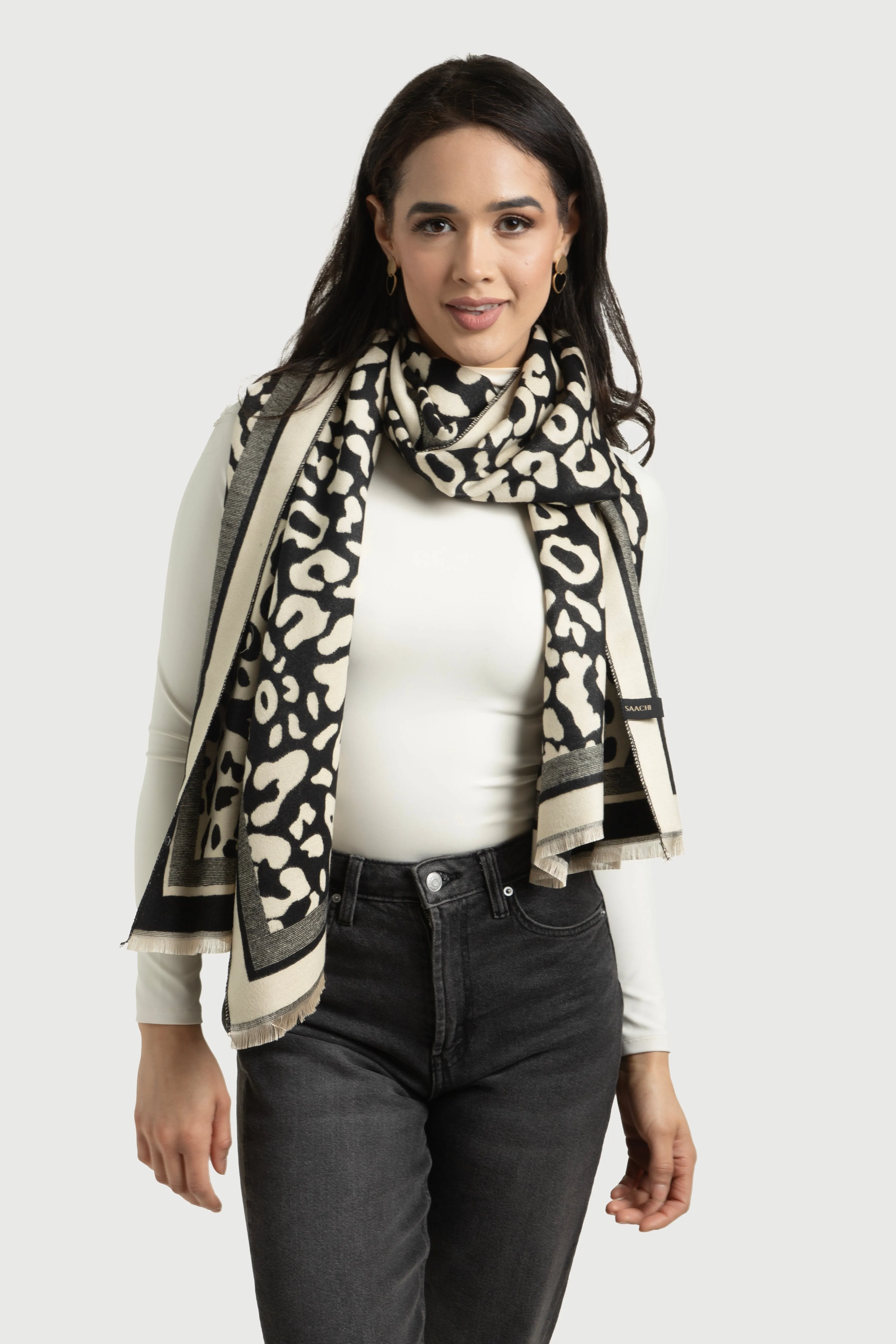 Two Tone Leopard Reversible Scarf sold by SAACHI product image thumbnail 2