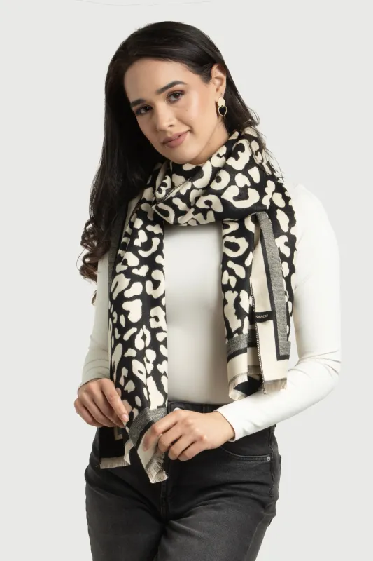 Two Tone Leopard Reversible Scarf sold by SAACHI