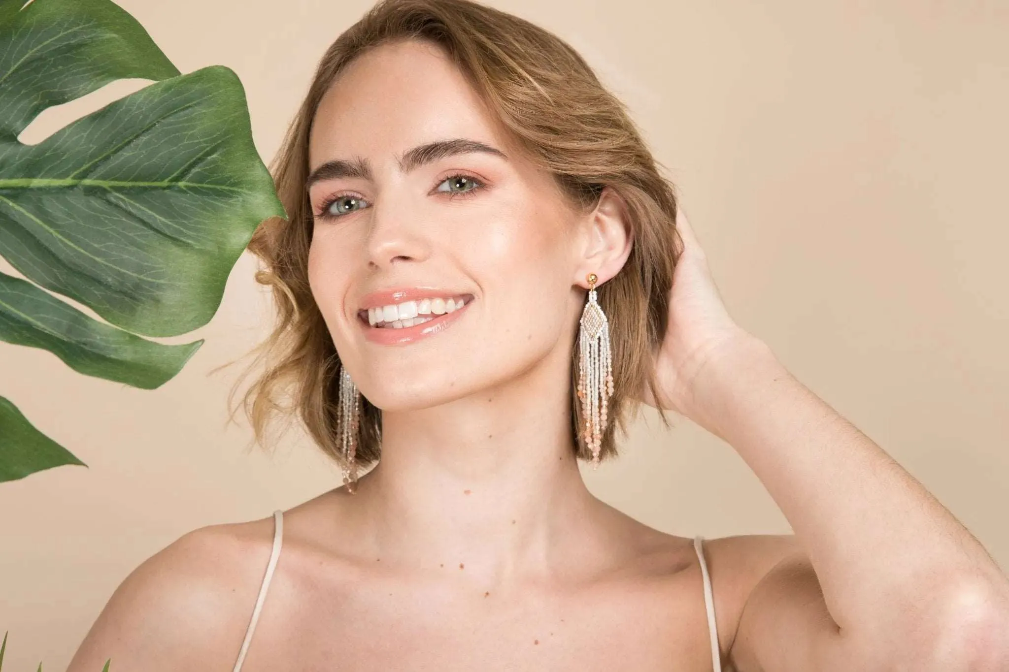 Diamond Beaded Dangle Earrings sold by SAACHI product image thumbnail 3