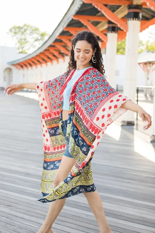 Tropical Block Kimono made by SAACHI