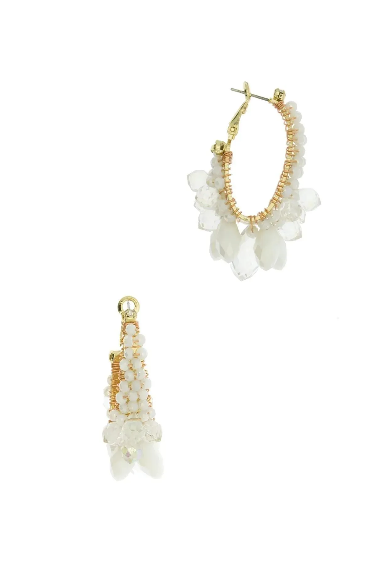 Sparkling Beaded Crystal Hoop Earrings sold by SAACHI product image thumbnail 2