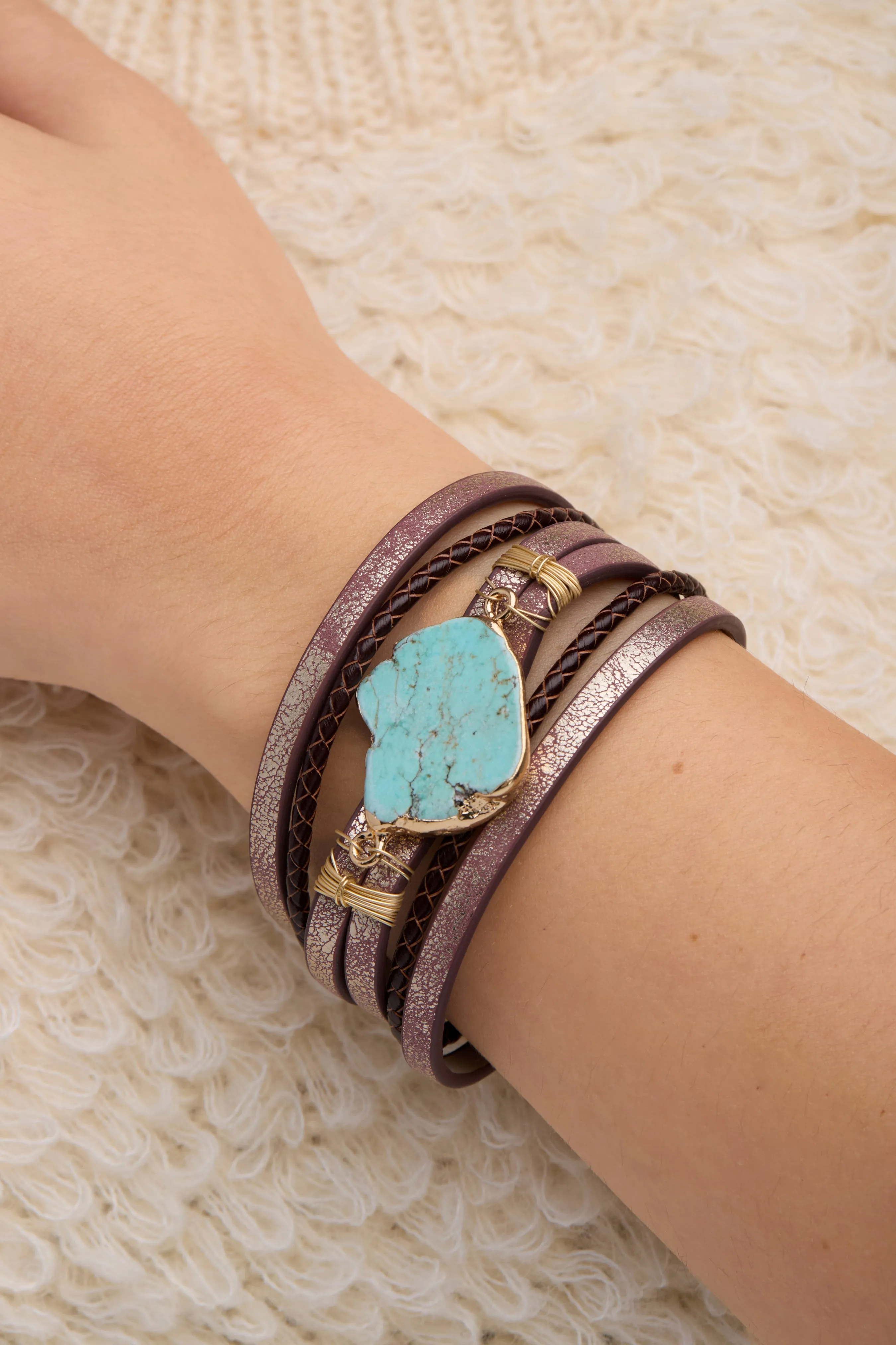 Braided Turquoise Bracelet Brown sold by SAACHI product image thumbnail 2