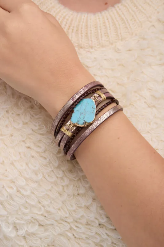 Braided Turquoise Bracelet Brown sold by SAACHI