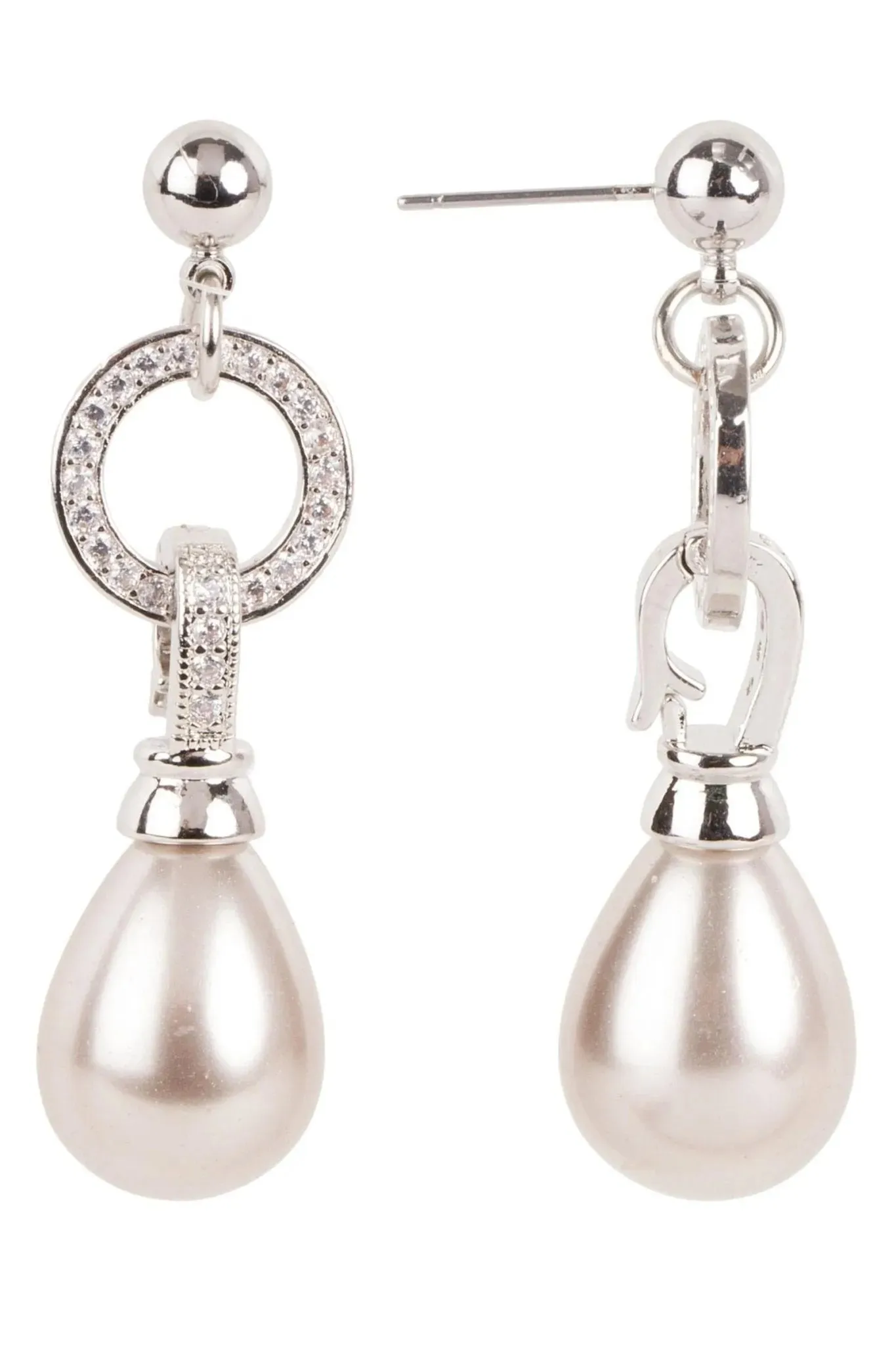 Crystal Hoop Pearl Dangle Earrings sold by SAACHI product image thumbnail 4