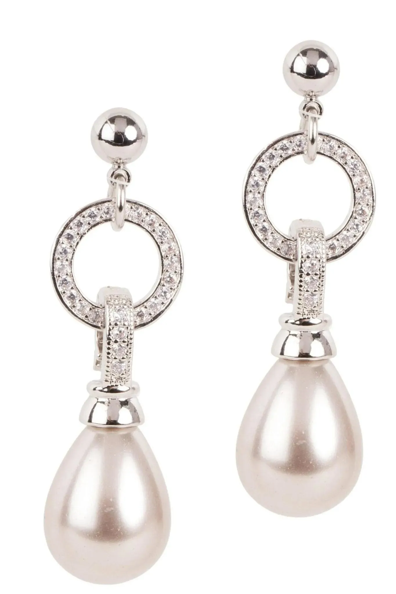 Crystal Hoop Pearl Dangle Earrings sold by SAACHI product image thumbnail 3