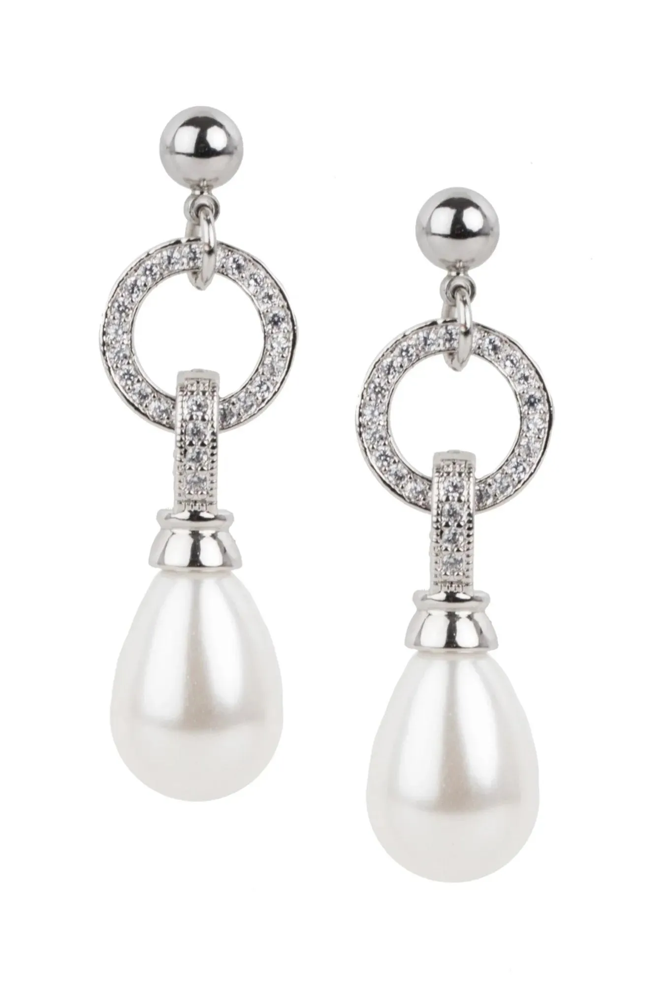 Crystal Hoop Pearl Dangle Earrings sold by SAACHI product image thumbnail 5