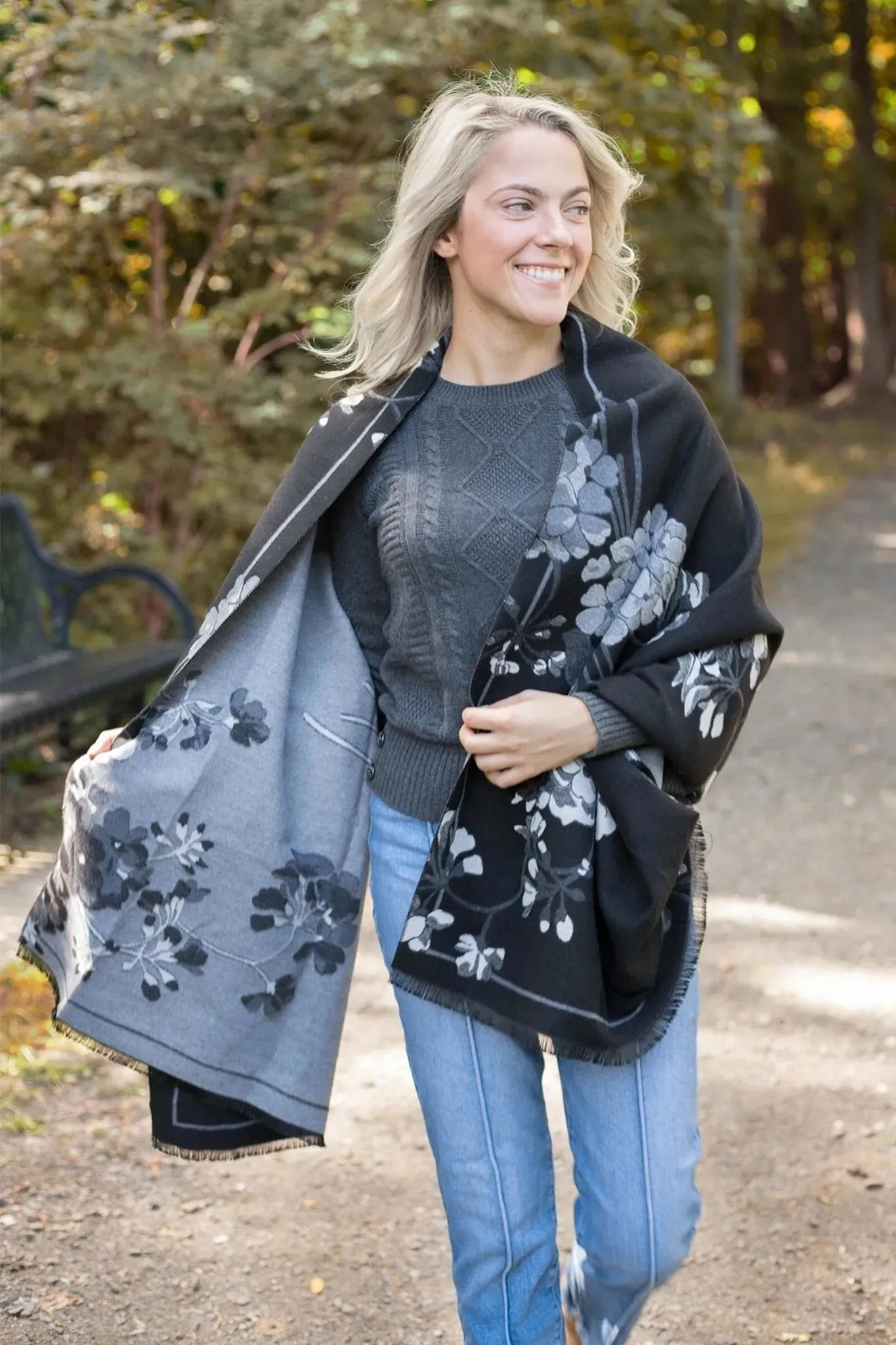 Reversible Floral Scarf For Winter sold by SAACHI product image thumbnail 3