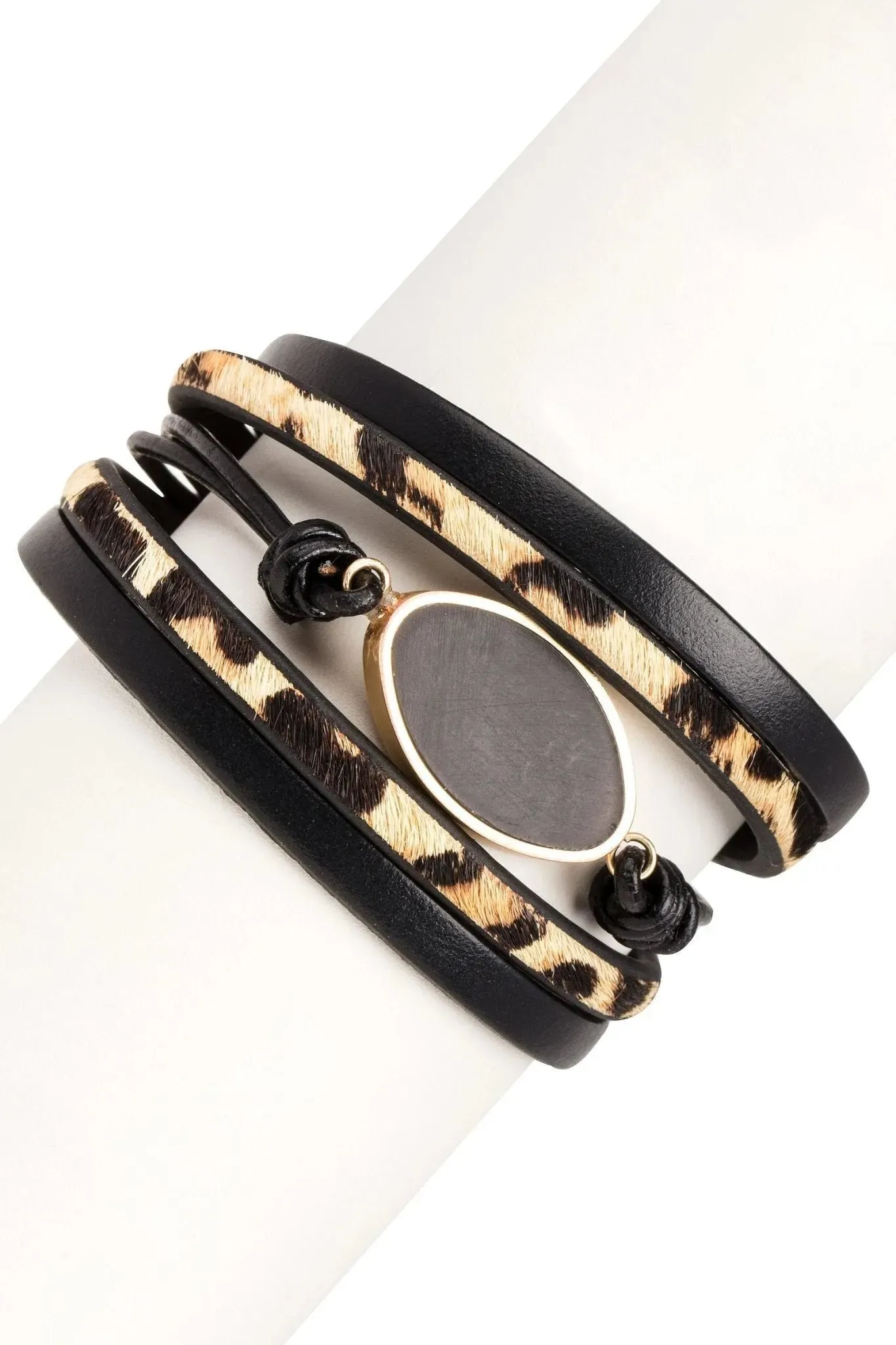 Leather Leopard Multi Strand Bracelet sold by SAACHI product image thumbnail 4