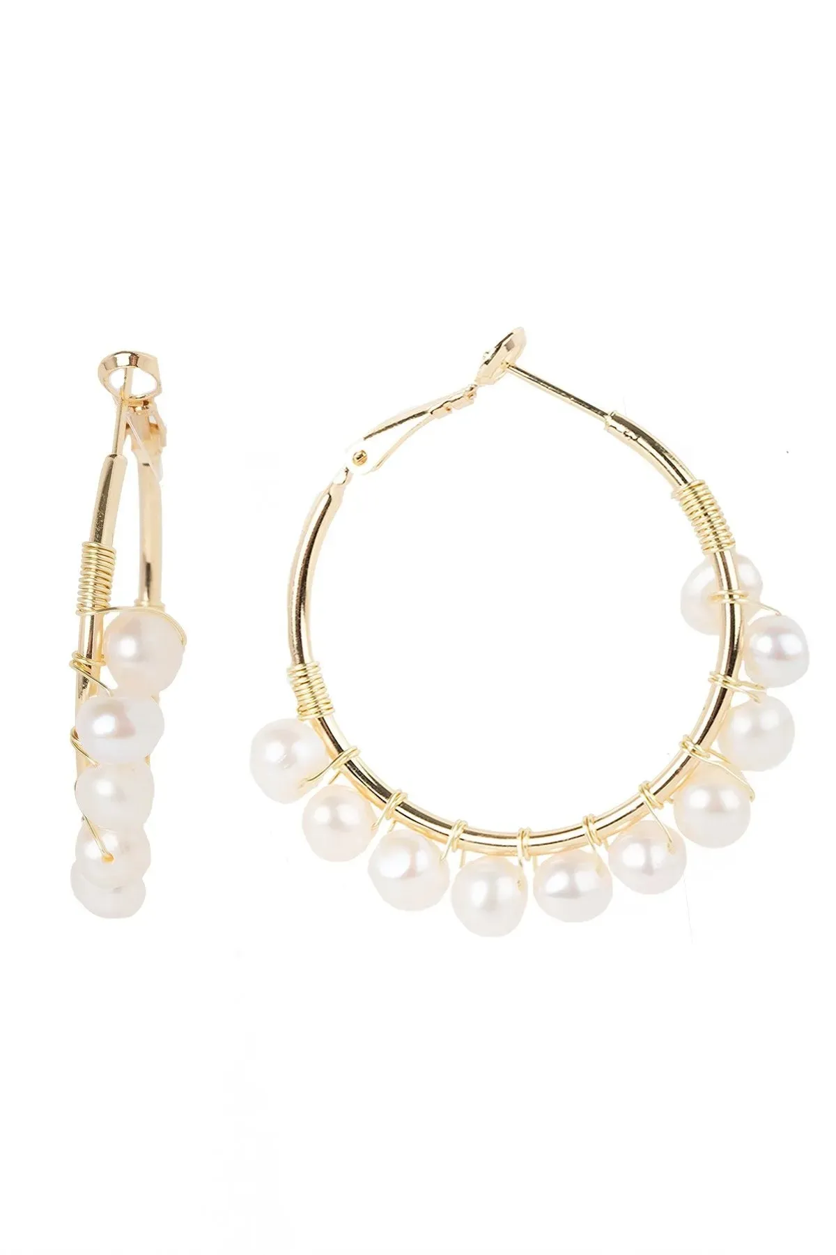 Freshwater Pearl Hoop Earrings sold by SAACHI product image thumbnail 4