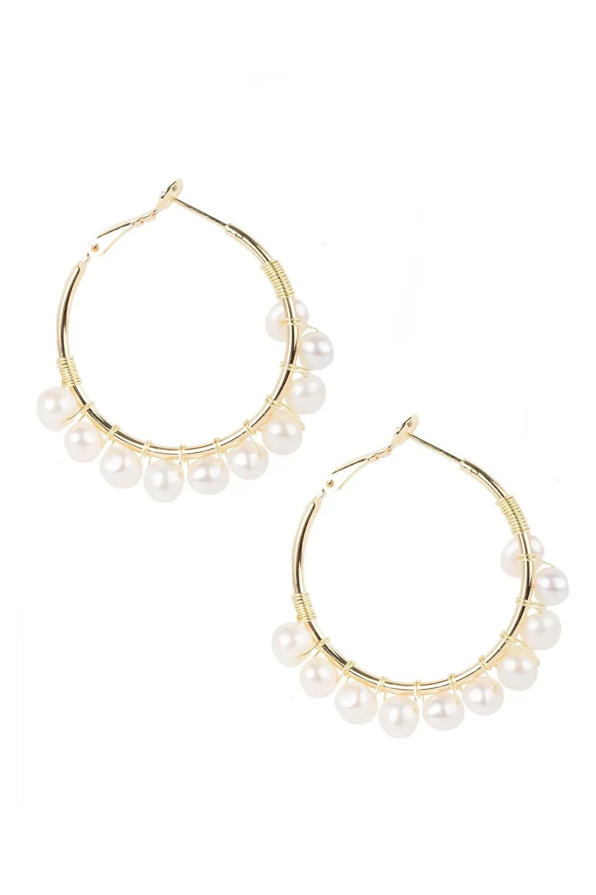 Freshwater Pearl Hoop Earrings sold by SAACHI product image thumbnail 5