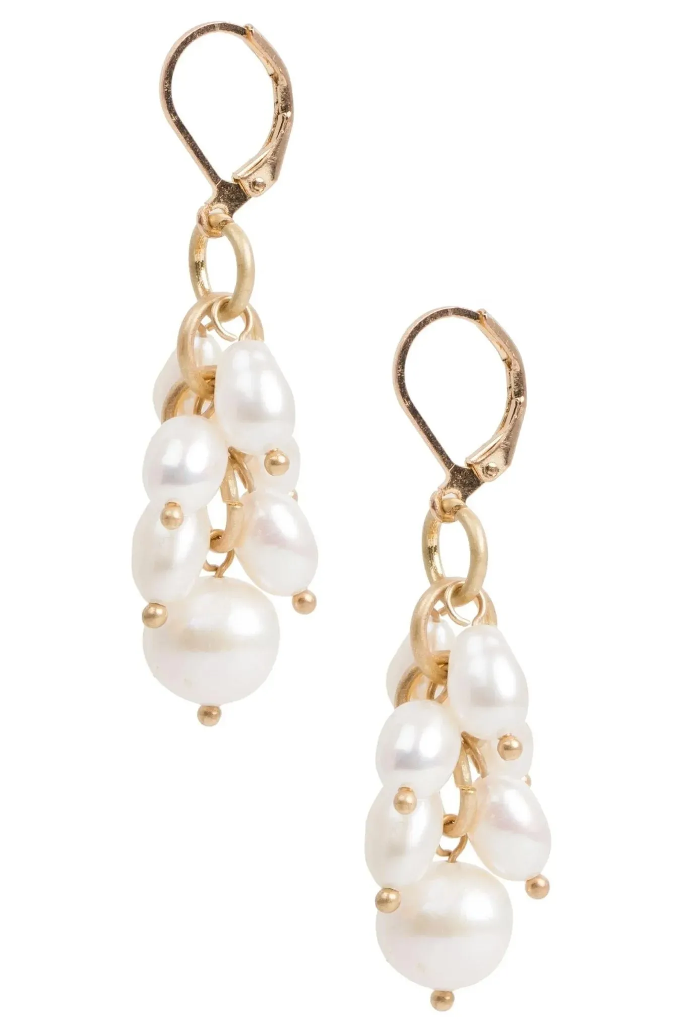 Gold Chain Cluster Pearl Dangle Earrings sold by SAACHI product image thumbnail 3