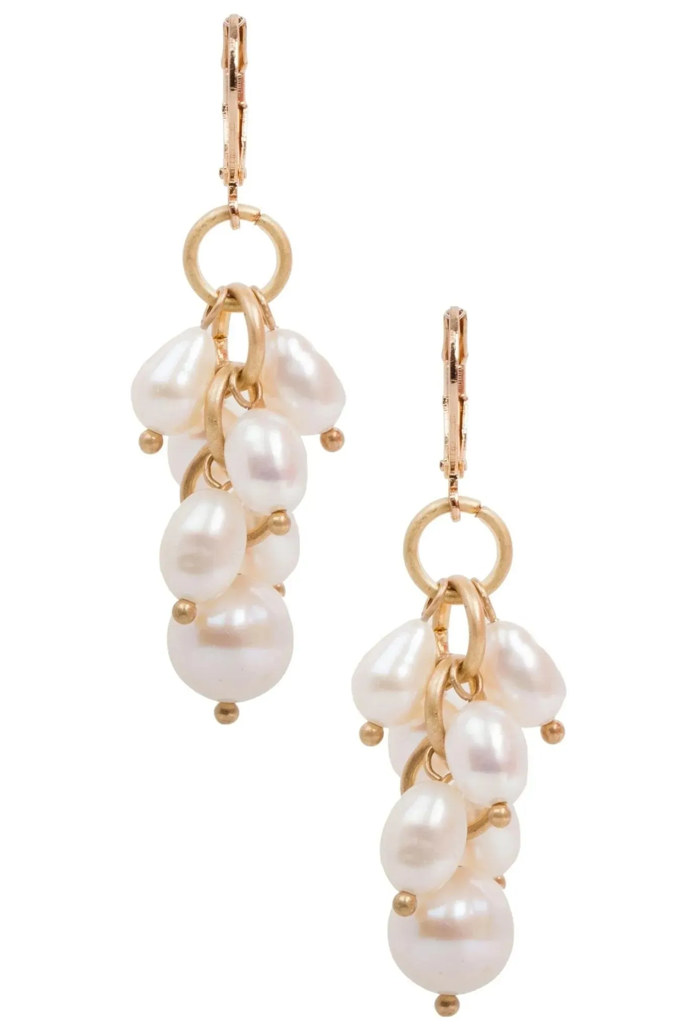 Gold Chain Cluster Pearl Dangle Earrings sold by SAACHI product image thumbnail 4