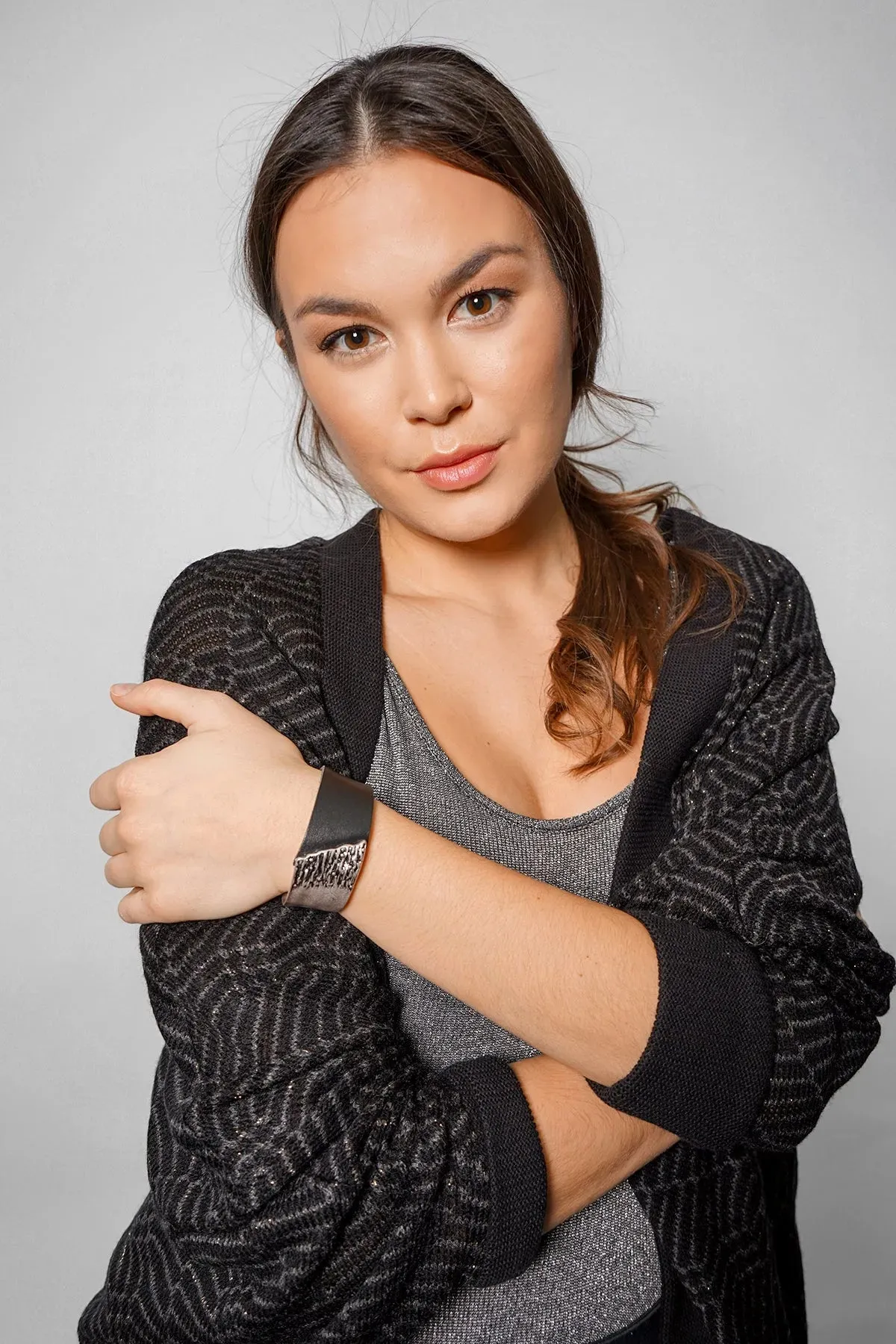 Leather Metal Statement Bracelet sold by SAACHI product image thumbnail 2