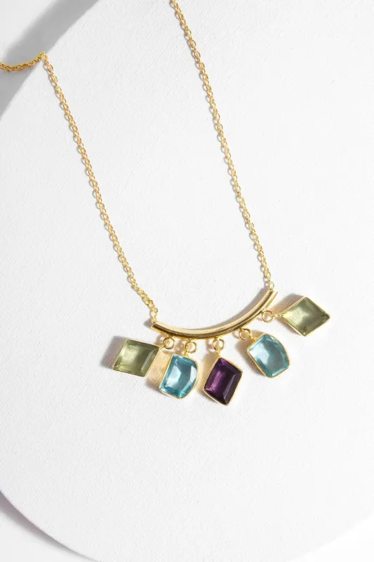 Gemstone Drop Long Necklace sold by SAACHI