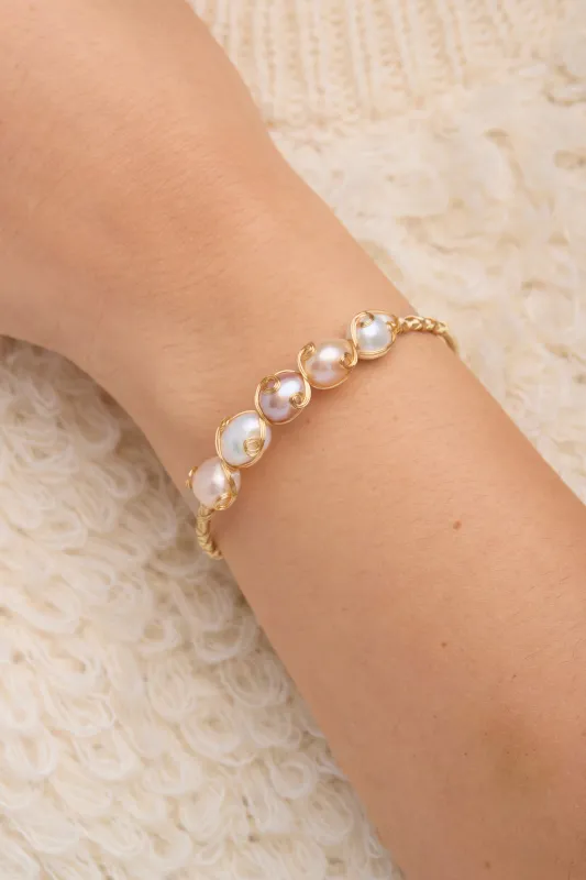 Freshwater Pearl Bracelet Cuff sold by SAACHI