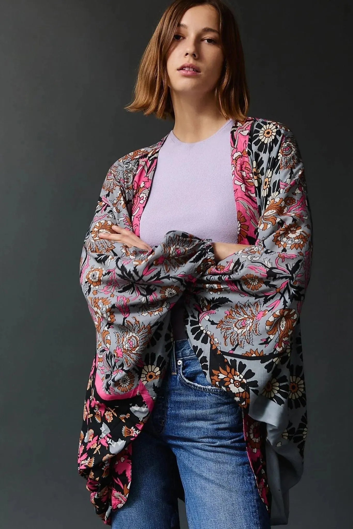 Abstract Floral Kimono Short sold by SAACHI product image thumbnail 4