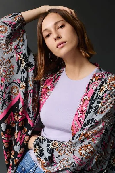 Abstract Floral Kimono Short sold by SAACHI product image thumbnail 5
