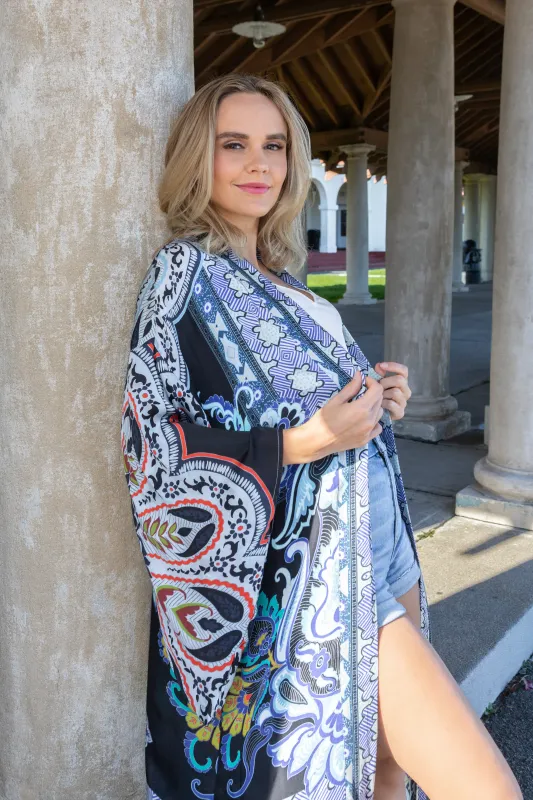 Abstract Floral Kimono Short made by SAACHI