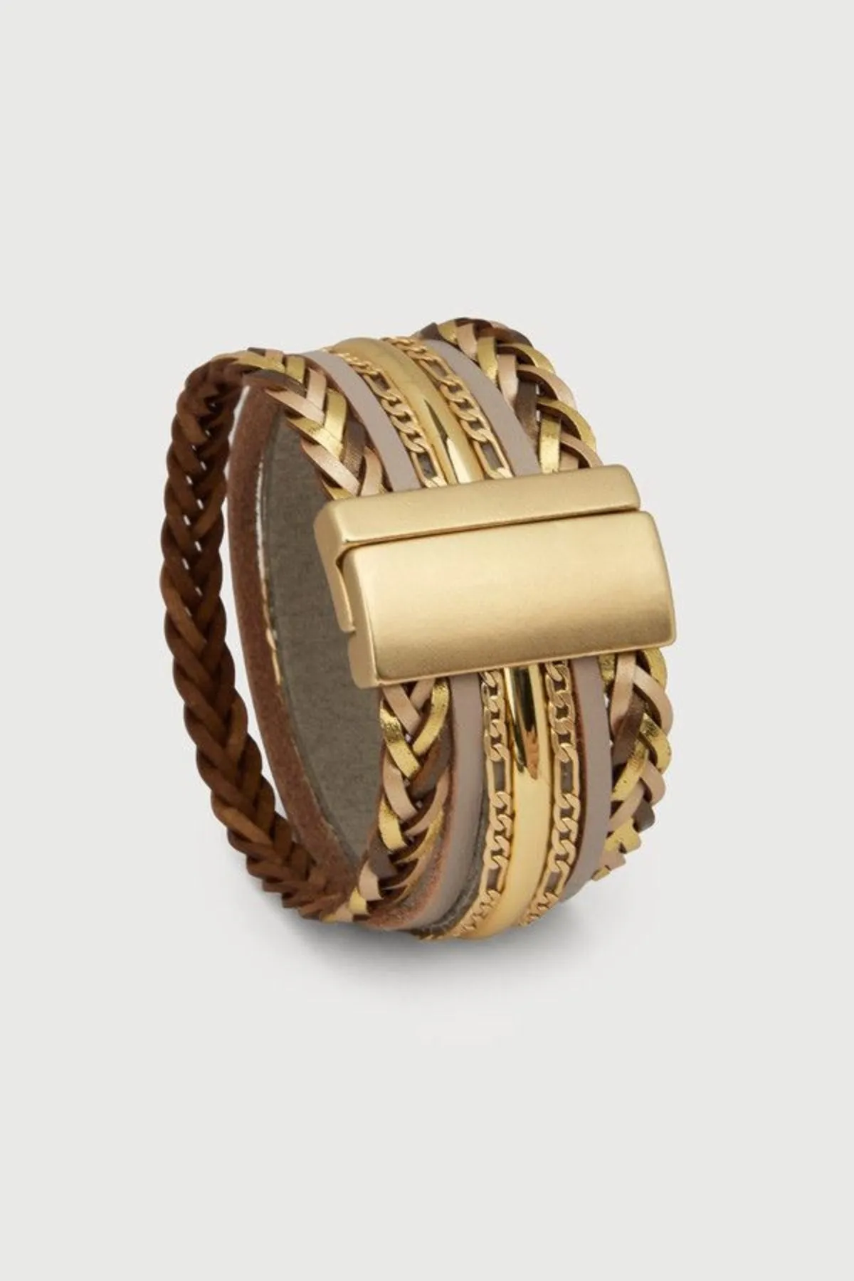 Rustic Chain Leather Bracelet sold by SAACHI product image thumbnail 2