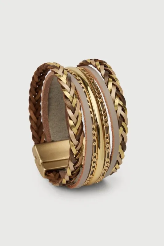 Rustic Chain Leather Bracelet sold by SAACHI