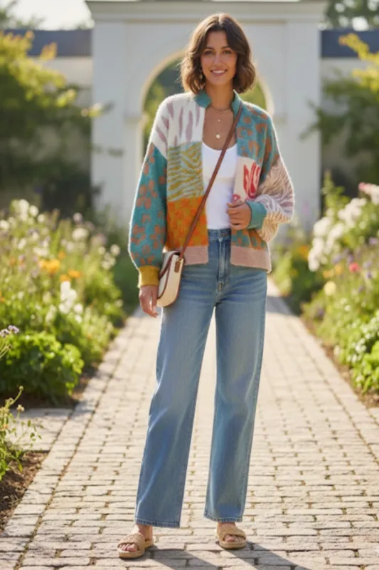 Short Multi Patterned Cardigan made by SAACHI