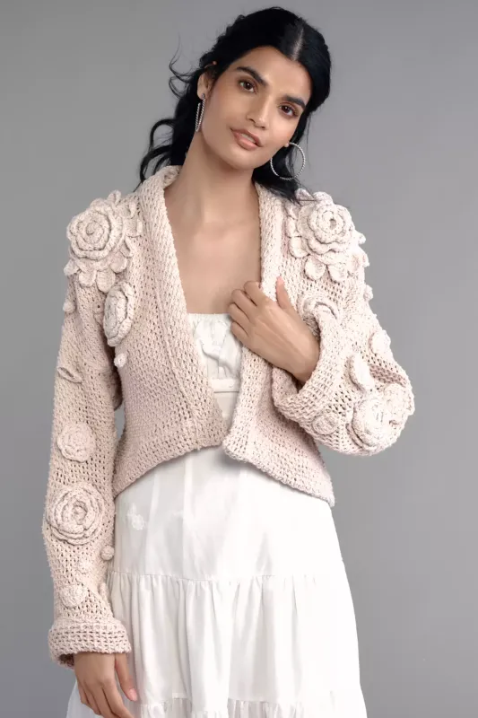 3D Floral Cardigan Sweater made by SAACHI