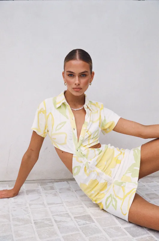 Tameeka Dress - Lemon Floral sold by Sabo Skirt