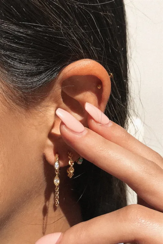 18K Gem Chain Earrings sold by Sabo Skirt