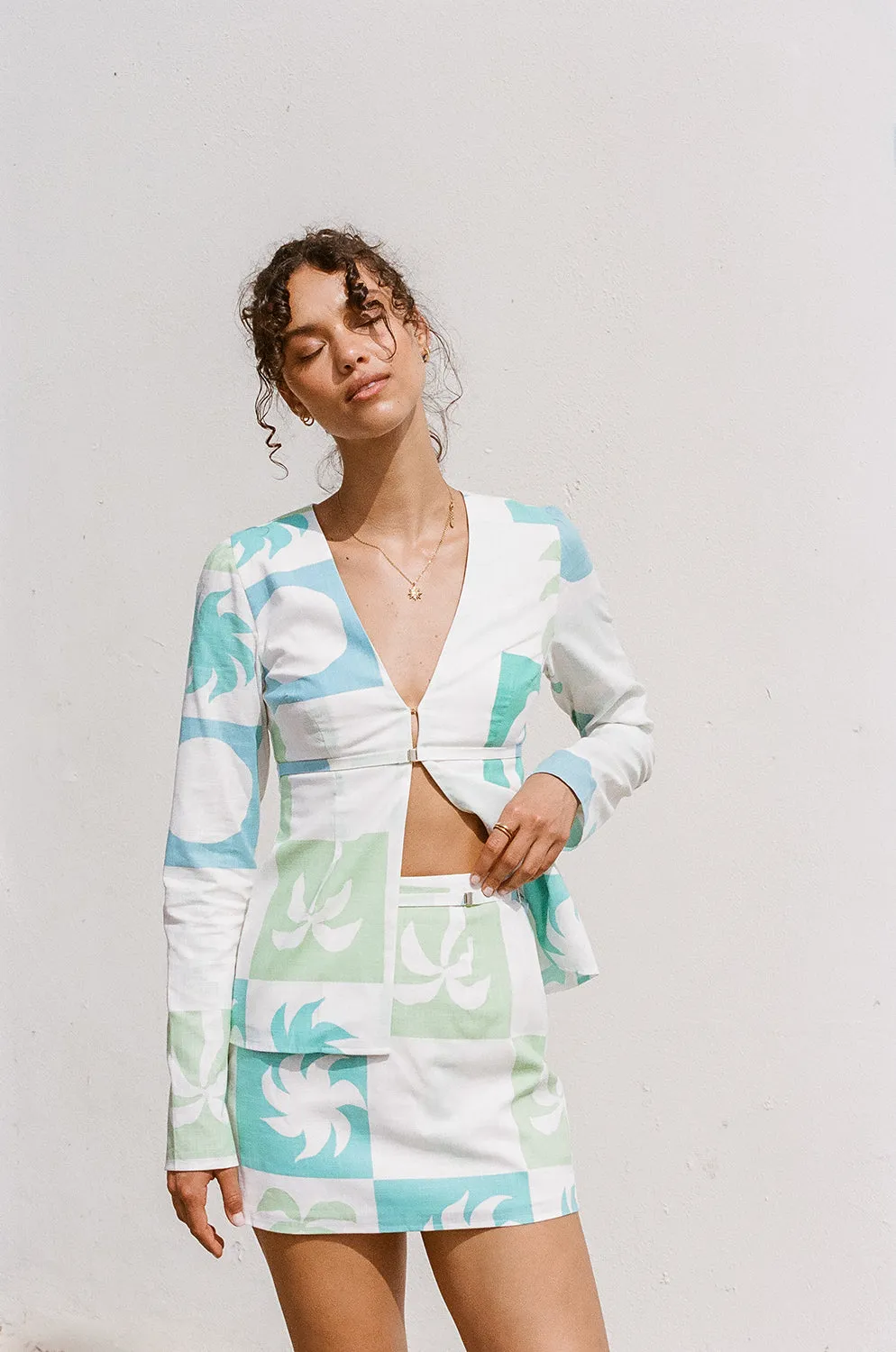 Harlow Top - Palm Tile Breeze sold by Sabo Skirt