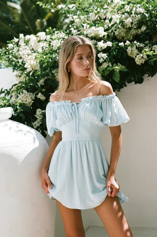 SAMPLE-Nyrobi Off Shoulder Dress - Blue sold by Sabo Skirt