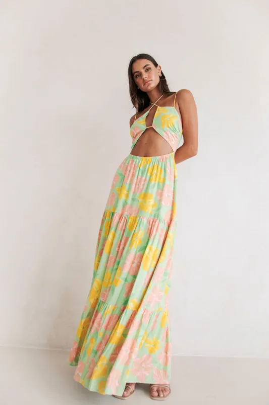 Addis Dress - Rose Fill Green sold by Sabo Skirt