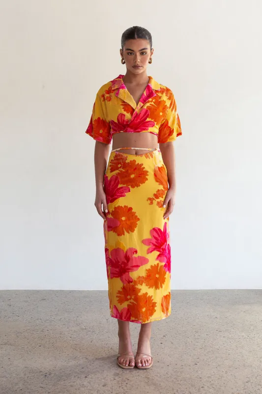 Sorrenta Midi Skirt - Floreale Sunny sold by Sabo Skirt