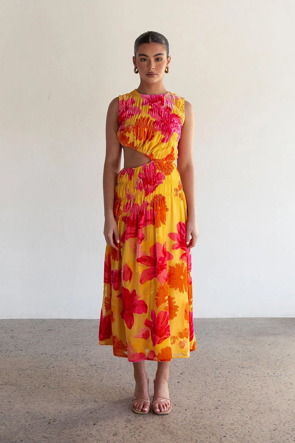 Mariella Midi Dress - Floreale Sunny sold by Sabo Skirt