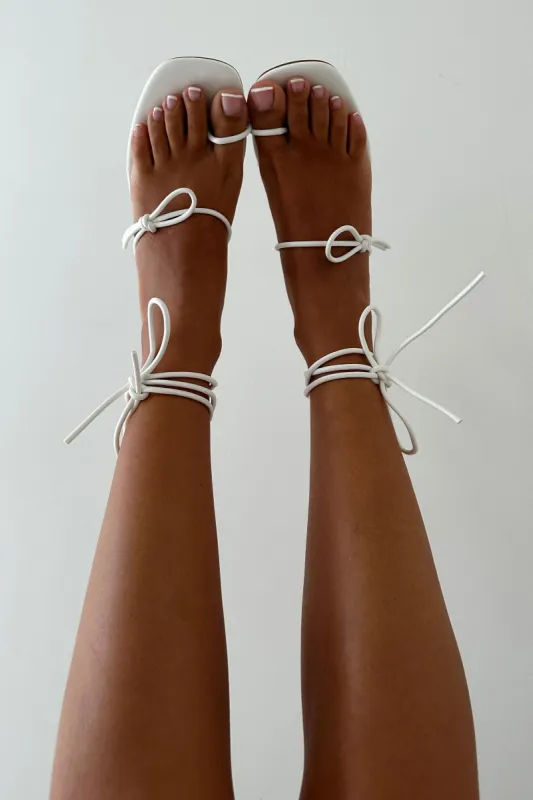 SAMPLE-Strappy Paz Heels - White sold by Sabo Skirt
