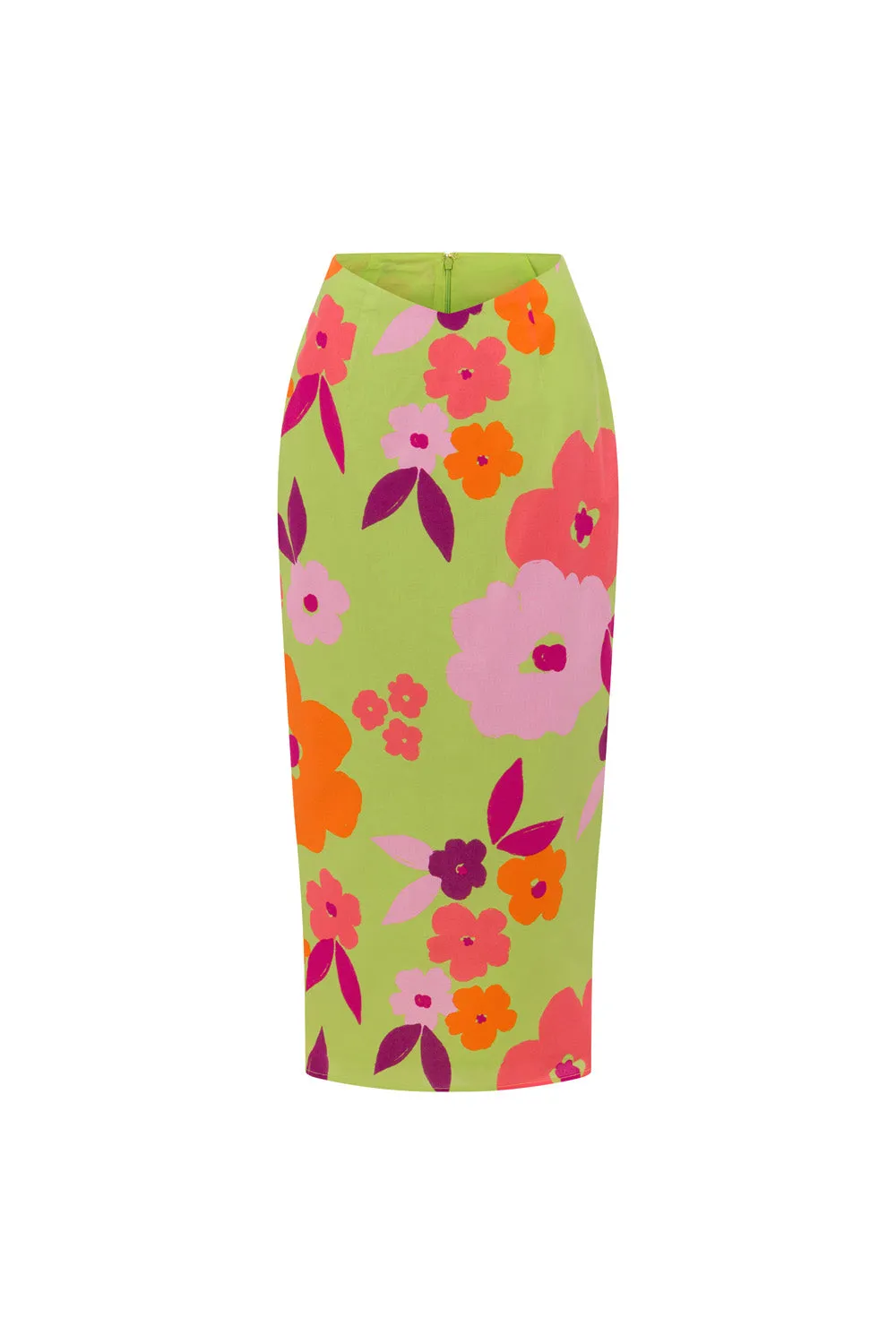 Drea Midi Skirt - Lime Floral sold by Sabo Skirt product image thumbnail 5