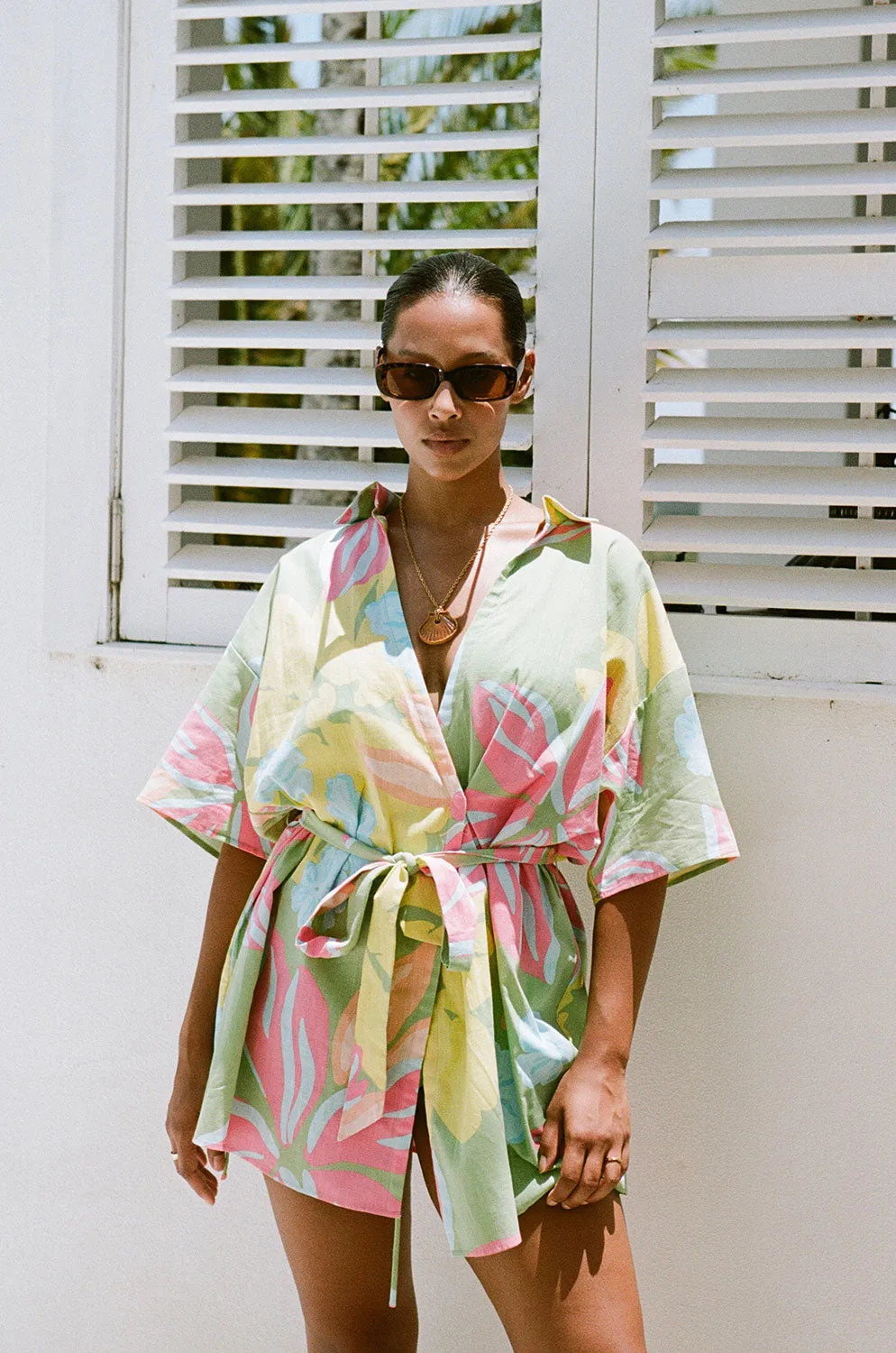 Alannah Wrap Dress - Calypso Scarf sold by Sabo Skirt