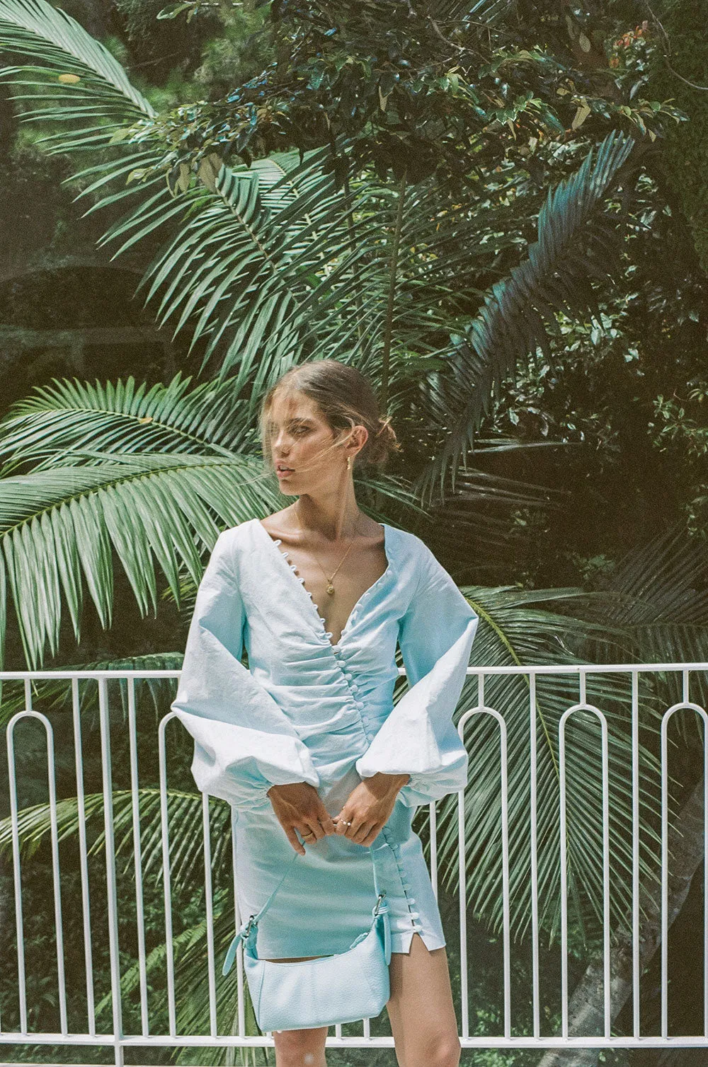 SAMPLE-Minna Button Dress - Blue sold by Sabo Skirt product image thumbnail 4