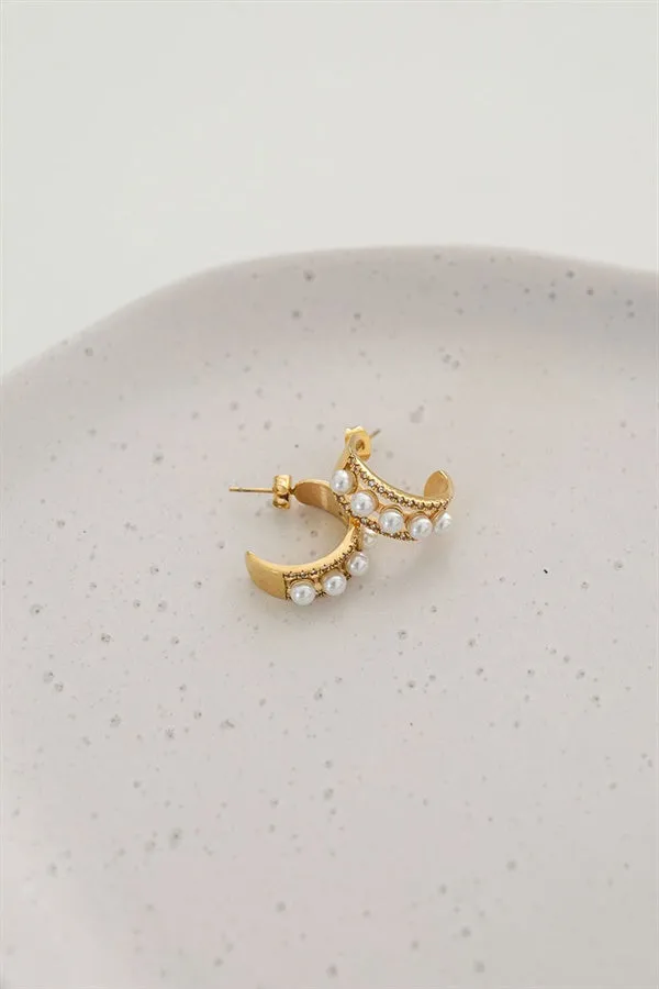Pearl Hoop Earrings sold by Sabo Skirt