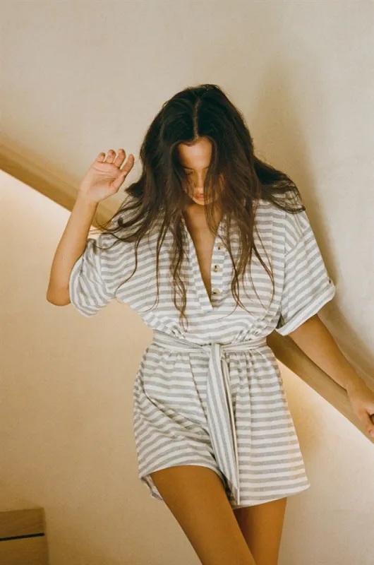 Comfy Stripe Playsuit - Grey sold by Sabo Skirt