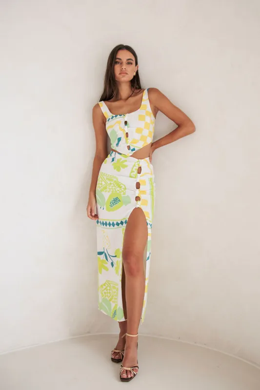 Pluto Midi Skirt - Prego Verde sold by Sabo Skirt