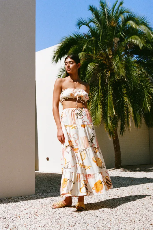 Aviva Midi Skirt - Amalfi Aperol sold by Sabo Skirt