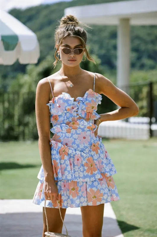 Selma Cami Dress - Sky Floral sold by Sabo Skirt
