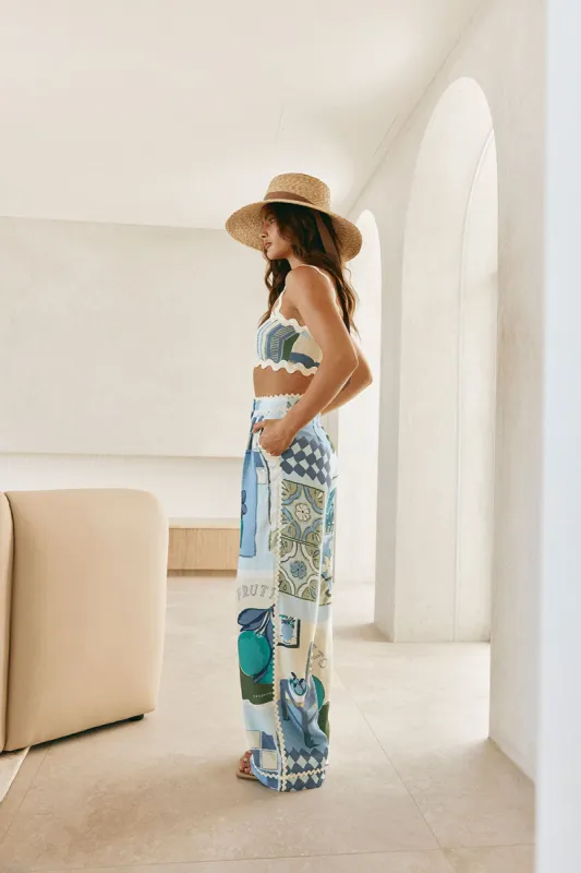 Kelia Pants - Villagio Blue sold by Sabo Skirt