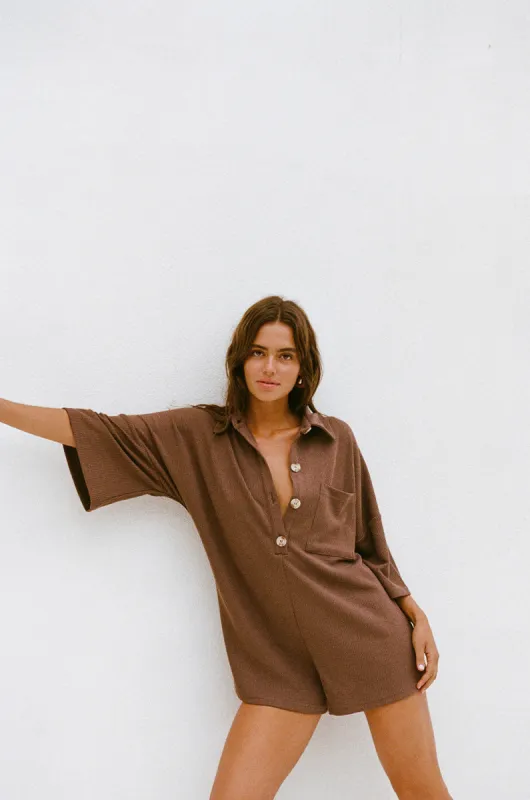 Milena Playsuit - Chocolate sold by Sabo Skirt