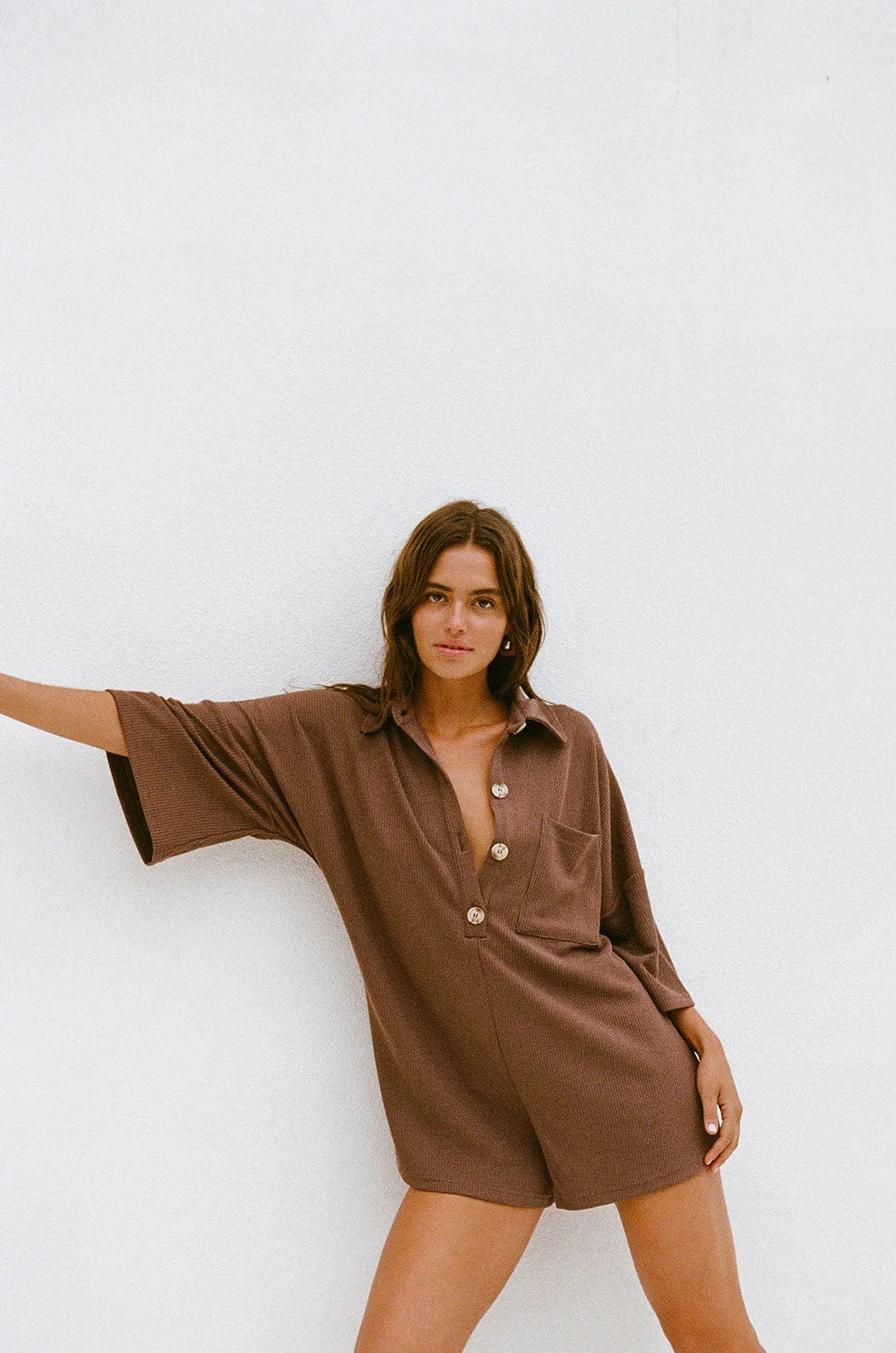 Milena Playsuit - Chocolate sold by Sabo Skirt